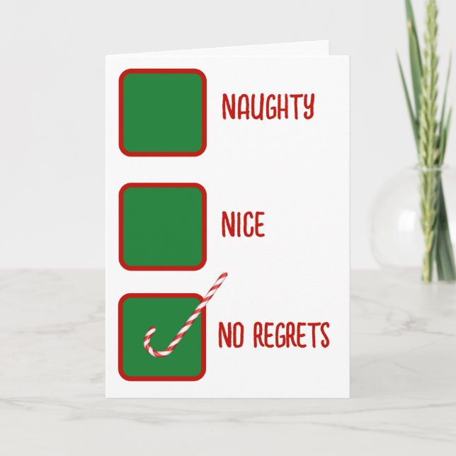 Christmas Humor Naughty Or Nice Check Boxes  Card (Front)