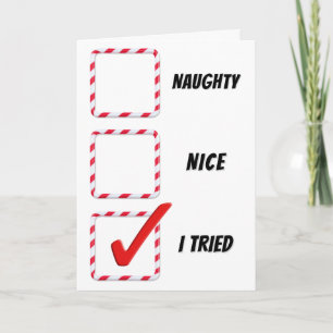 Christmas Humor Naughty Or Nice Check Boxes  Card