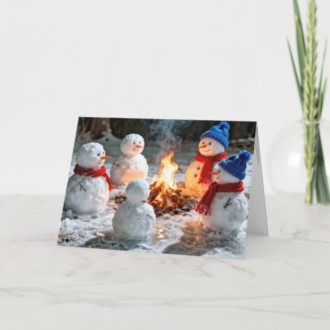 Christmas Humor With Melting Snowmen  Card (Front)