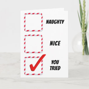 Christmas Humour Naughty Or Nice Check Boxes Card