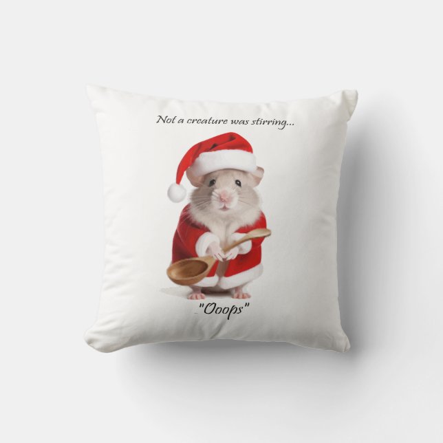 Christmas Humour Not a Creature was stirring Mouse Cushion (Front)