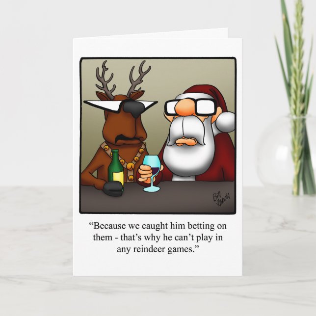 Christmas Humour "Reindeer Games" Greeting Card (Front)