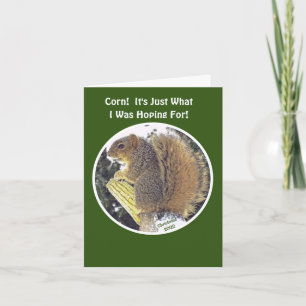 Christmas humour/Squirrel On Log With Corn Cob Holiday Card