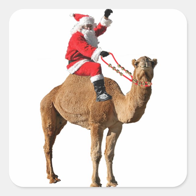 Christmas Hump Day Camel and Santa Square Sticker (Front)