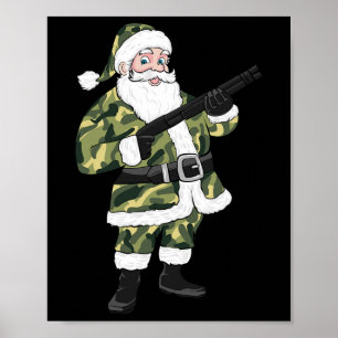 Christmas Hunting Santa Camo Military Poster