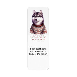 Christmas Husky Custom Return Address Label