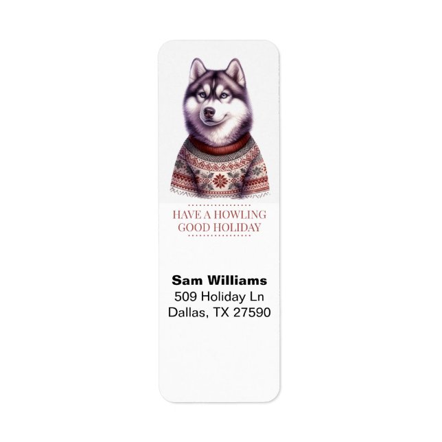 Christmas Husky Custom Return Address Label (Front)