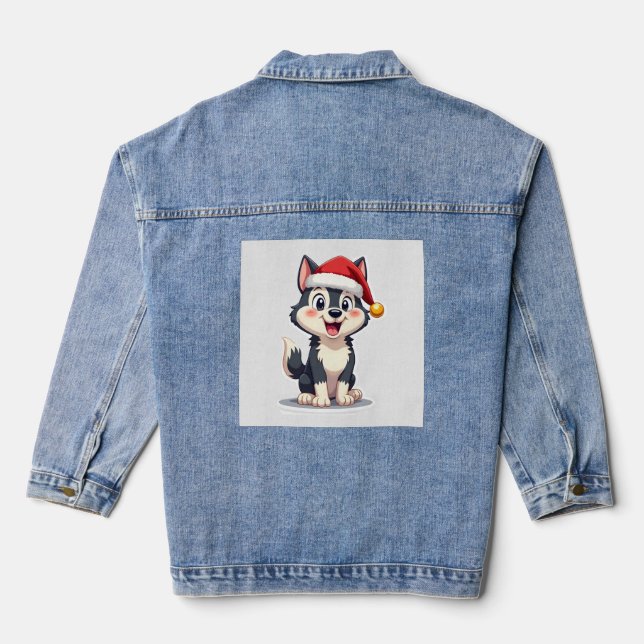 Christmas Husky Dog Lover Malamute (2) Denim Jacket (Back)