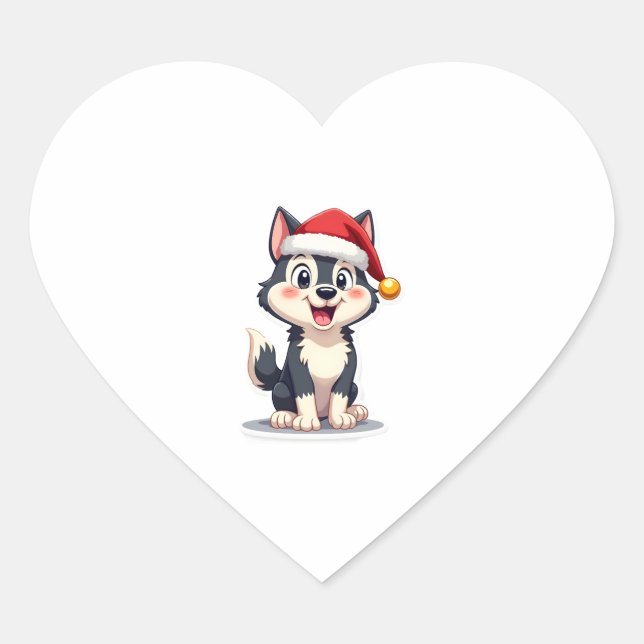 Christmas Husky Dog Lover Malamute (2) Heart Sticker (Front)