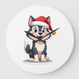 Christmas Husky Dog Lover Malamute (2) Large Clock