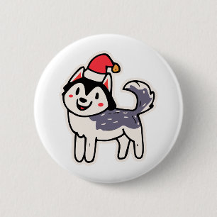 Christmas Husky Dog Lover Malamute 6 Cm Round Badge