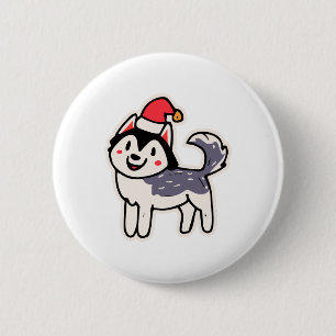 Christmas Husky Dog Lover Malamute 6 Cm Round Badge