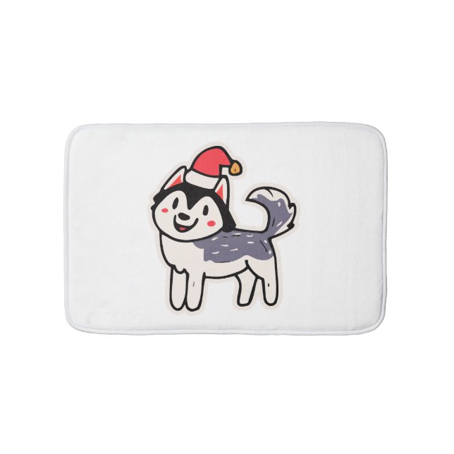 Christmas Husky Dog Lover Malamute Bath Mat (Front)