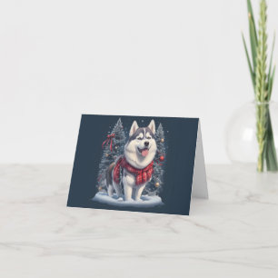 Christmas Husky Dog Magic Xmas Holiday Spirit Thank You Card