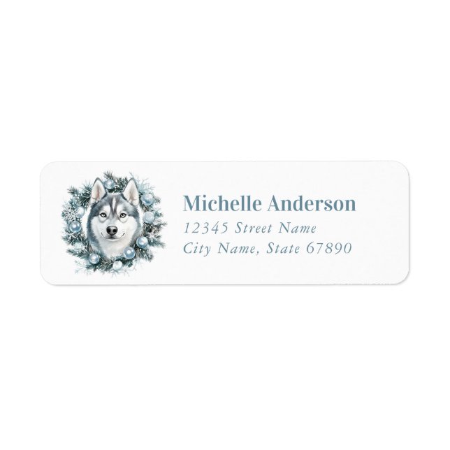 Christmas Husky Dog Return Address Labels (Front)