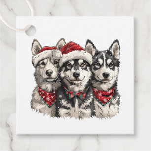 Christmas Husky Dogs Favour Tags