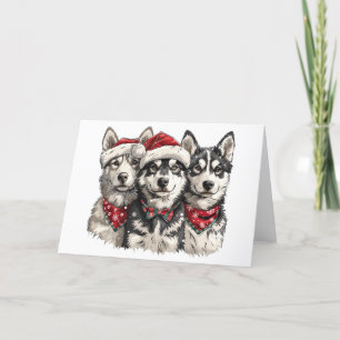 Christmas Husky Dogs Holiday Card