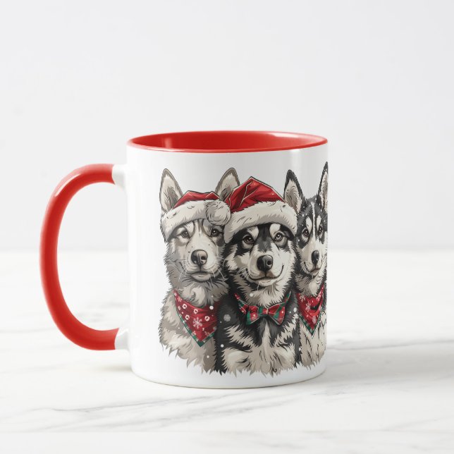 Christmas Husky Dogs Mug (Left)