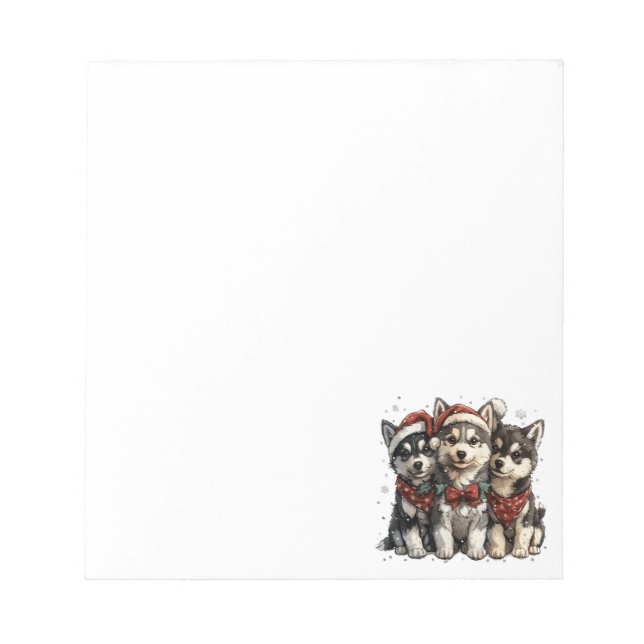 Christmas Husky Dogs Notepad (Front)
