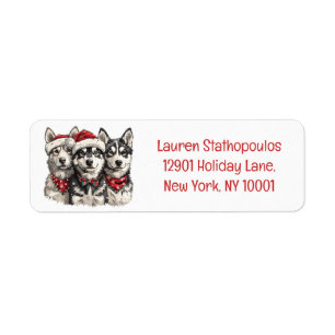 Christmas Husky Dogs Return Address Label
