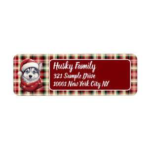 Christmas Husky Family Return Address Label