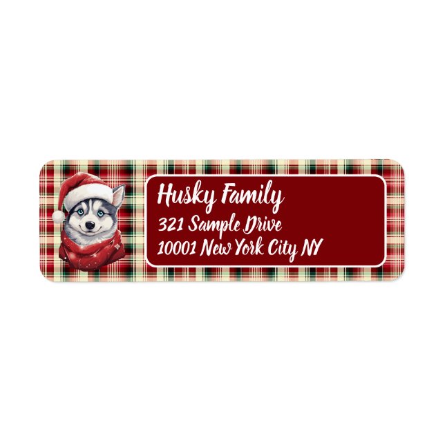 Christmas Husky Family Return Address Label (Front)