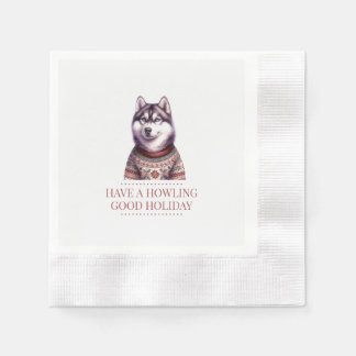 Christmas Husky Howling Good Holiday Custom Napkin