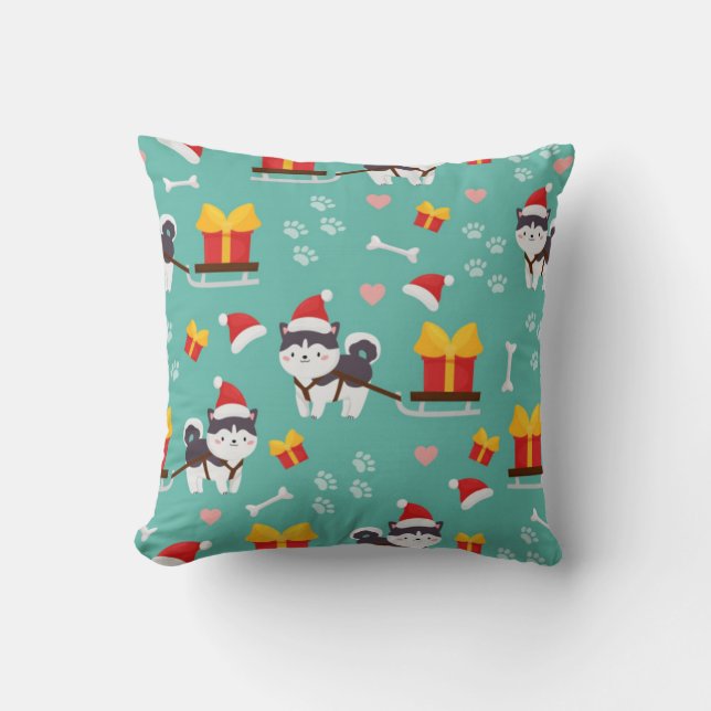 Christmas Husky Pattern Cushion (Front)