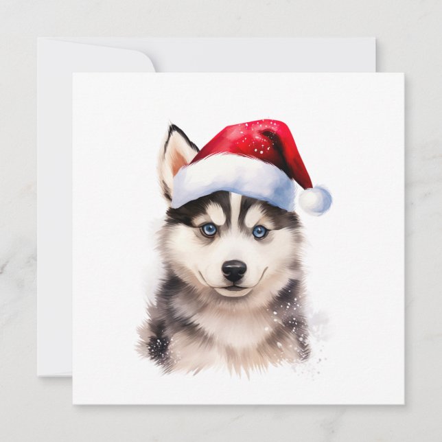 Christmas Husky Puppy Card (Front)