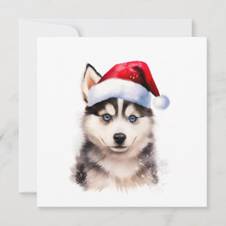 Christmas Husky Puppy Card