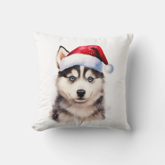 Christmas Husky Puppy Decor Cushion