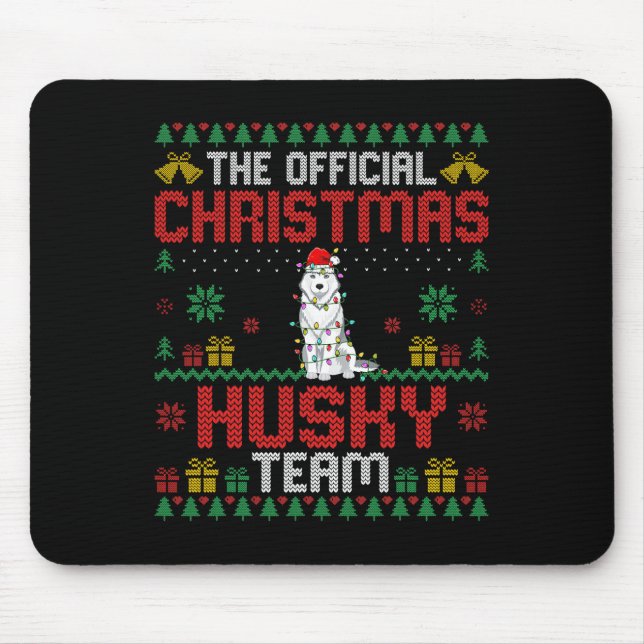 Christmas Husky Team - Husky Wearing Santa Hat Xma Mouse Pad (Front)
