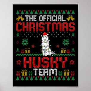 Christmas Husky Team - Husky Wearing Santa Hat Xma Poster