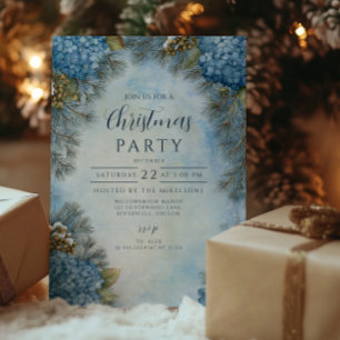 Christmas Hydrangea Pine Cones Invitation