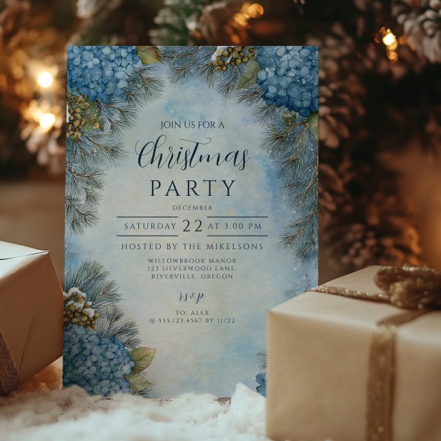 Christmas Hydrangea Pine Cones Invitation (Creator Uploaded)
