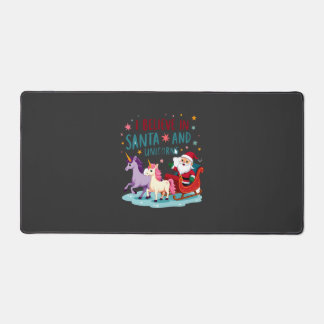 Christmas I Believe In Santa And Unicorns Funny Xm Desk Mat