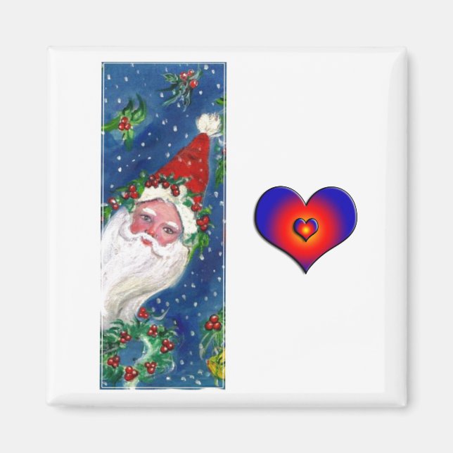 CHRISTMAS I LETTER / SANTA  RED RIBBON MONOGRAM MAGNET (Front)