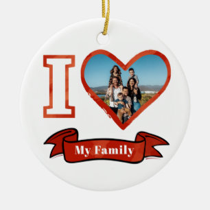 Christmas I Love My Family Personalised Photo Ceramic Ornament