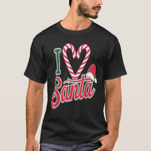 Christmas I Love Santa Candy Cane Heart Men Women T-Shirt