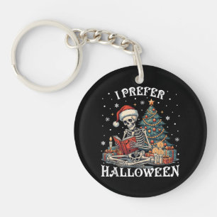 Christmas I Prefer Halloween Book Reading Skeleton Key Ring
