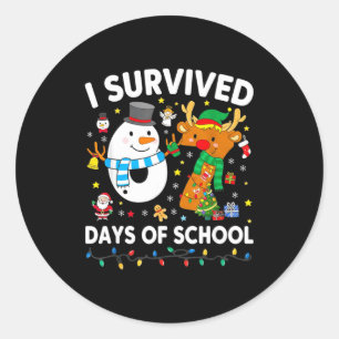 Christmas I Survived 67 Days Of School Funny Meme Classic Round Sticker