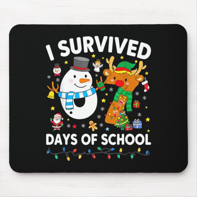 Christmas I Survived 67 Days Of School Funny Meme  Mouse Pad (Front)