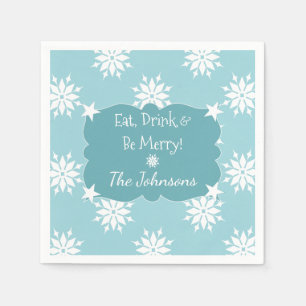 Christmas ice blue with snowflakes napkin