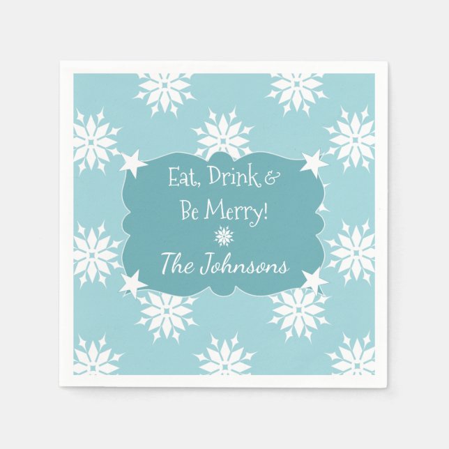 Christmas ice blue with snowflakes napkin (Front)