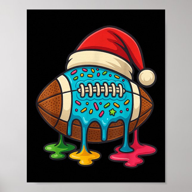 Christmas Ice Cream Drip Boys Football Player Amer Poster (Front)
