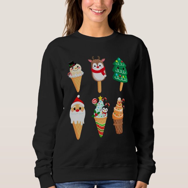 Christmas Ice Cream Santa Friends Christmas Kids X Sweatshirt (Front)