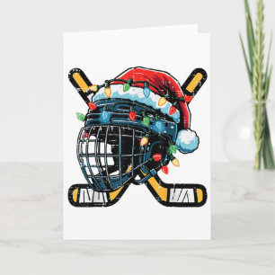 Christmas Ice Hockey Helmet Santa Xmas Boys Ugly S Card