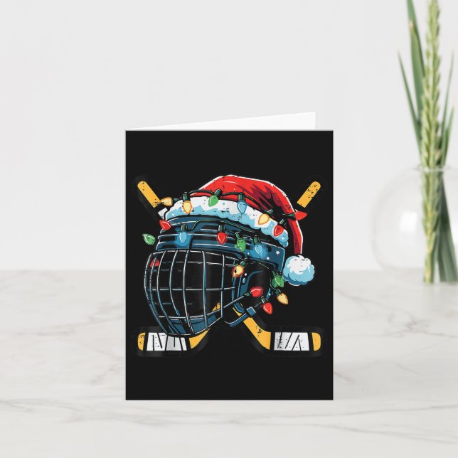 Christmas Ice Hockey Helmet Santa Xmas Boys Ugly S Card (Front)