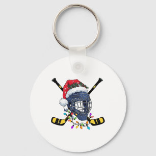 Christmas Ice Hockey Helmet Santa Xmas Key Ring