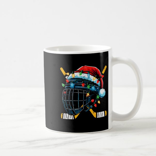 Christmas Ice Hockey Helmet Santa Xmas Men Boys Ki Coffee Mug (Right)